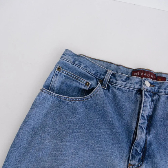 Vintage 90S Nevada Blue Light Wash 100% Cotton Straight Leg Denim Jeans Size 38 - Picture 11 of 14